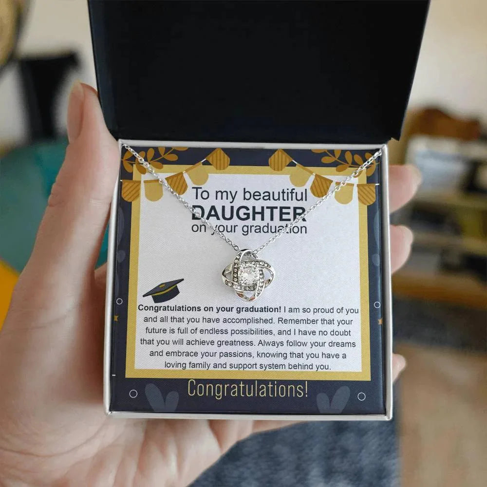 Daughter Graduation Gift Follow Your Dreams Congratulations Love Knot Necklace