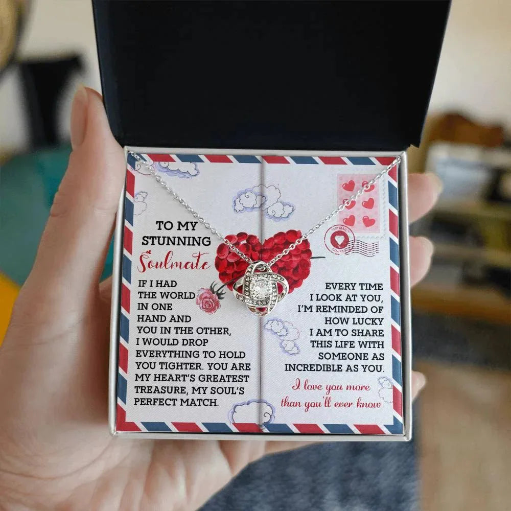 Romantic Anniversary, Valentine's Day Gift for Soulmate, Wife, Girlfriend - My Heart’s Greatest Treasure - Love Knot Pendant Necklace