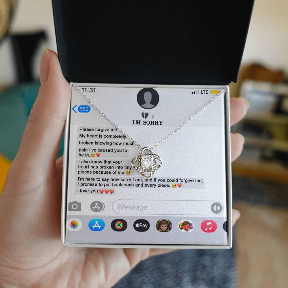 Gift for Girlfriend, Wife - Sorry, Completely Broken - Love Knot Pendant Necklace - Mallard Moon Gift Shop