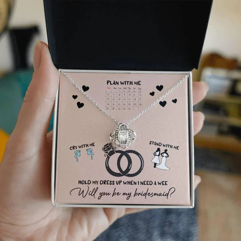 Bridesmaid Invitation Proposal - Will You Be My Bridesmaid Love Knot Pendant Necklace