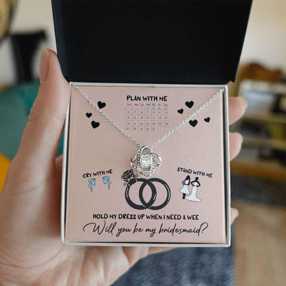 Bridesmaid Invitation Proposal - Will You Be My Bridesmaid Love Knot Pendant Necklace - Mallard Moon Gift Shop