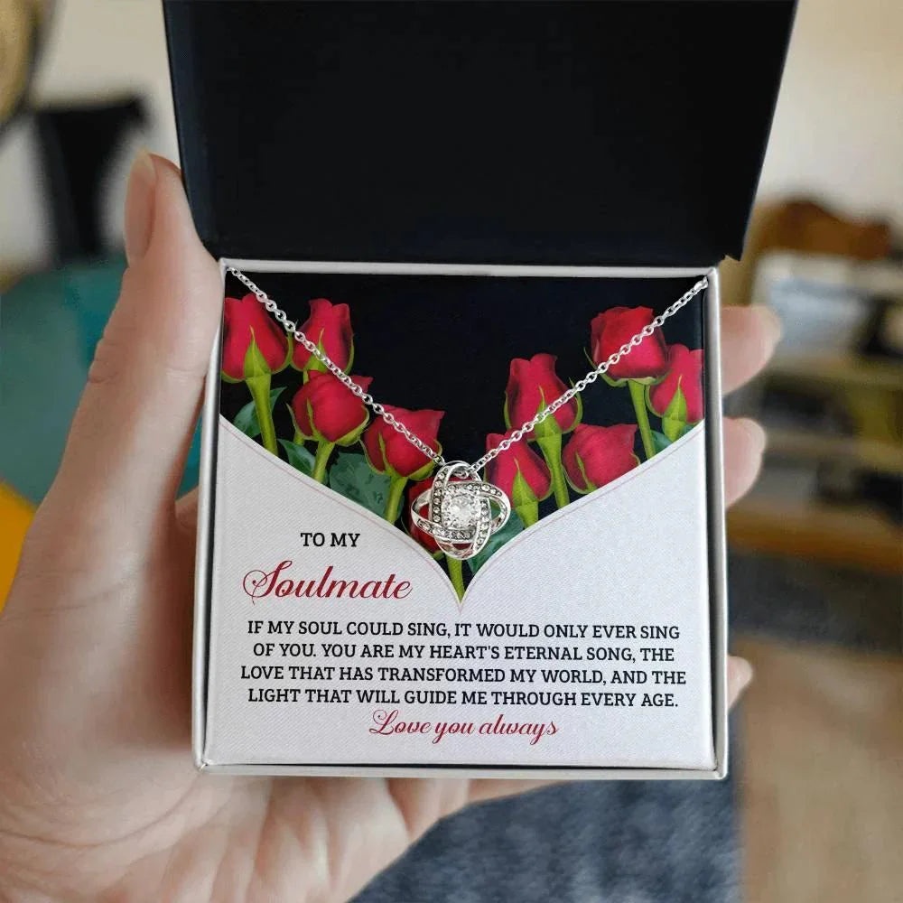 Romantic Anniversary, Valentine's Day Gift for Soulmate, Wife, Girlfriend - My Heart’s Eternal Song - Love Knot Pendant Necklace