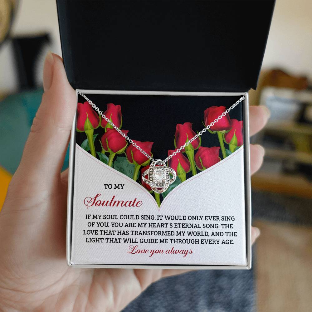 Romantic Anniversary, Valentine's Day Gift for Soulmate, Wife, Girlfriend - My Heart’s Eternal Song - Love Knot Pendant Necklace - Mallard Moon Gift Shop