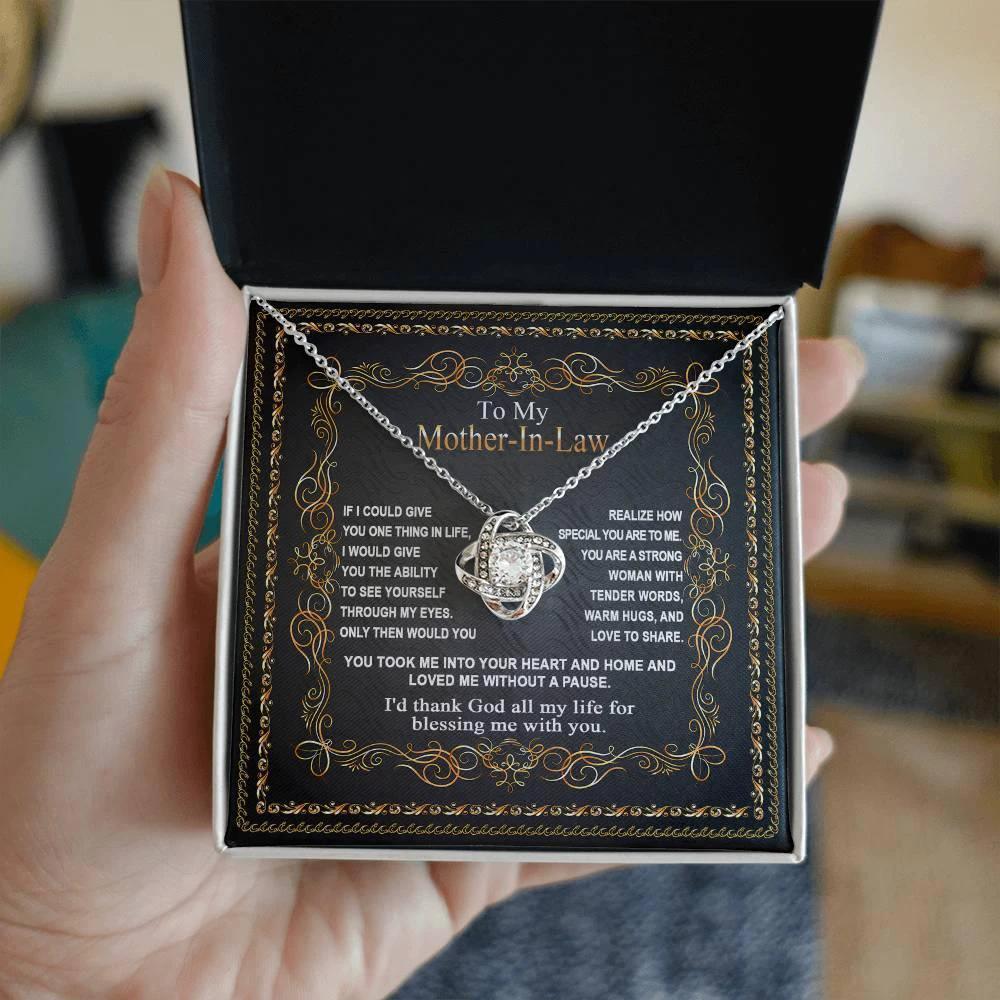 Mother-in-Law Gift You Took Me Into Your Heart and Home Love Knot Pendant Necklace