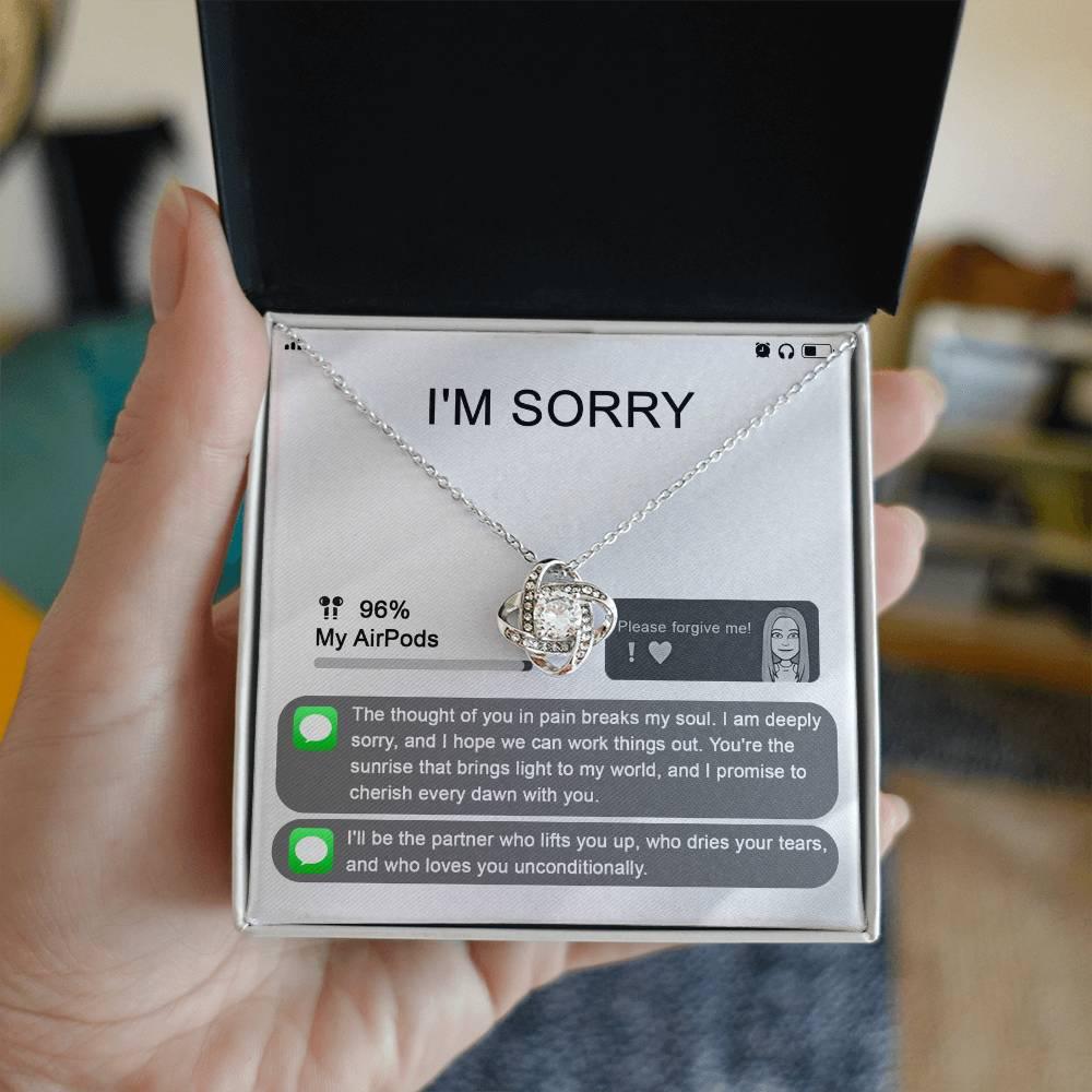 Gift for Girlfriend, Wife - Sorry, Breaks My Soul - Love Knot Pendant Necklace - Mallard Moon Gift Shop