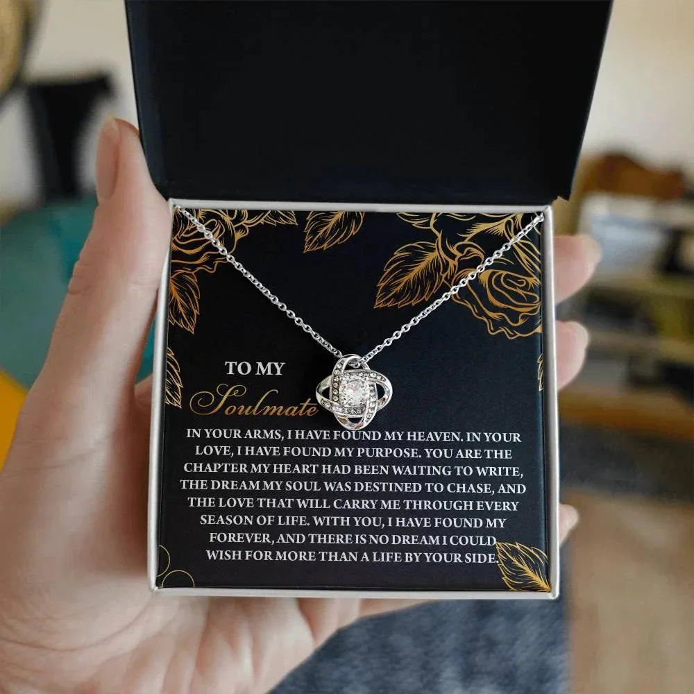 Romantic Anniversary, Valentine's Day Gift for Soulmate, Wife, Girlfriend - I Found My Heaven - Love Knot Pendant Necklace