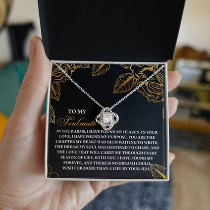 Romantic Anniversary, Valentine's Day Gift for Soulmate, Wife, Girlfriend - I Found My Heaven - Love Knot Pendant Necklace - Mallard Moon Gift Shop
