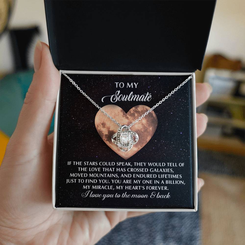 Romantic Gift for Soulmate, Wife or Girlfriend - I Love You to the Moon and Back - Love Knot Pendant Necklace - Mallard Moon Gift Shop