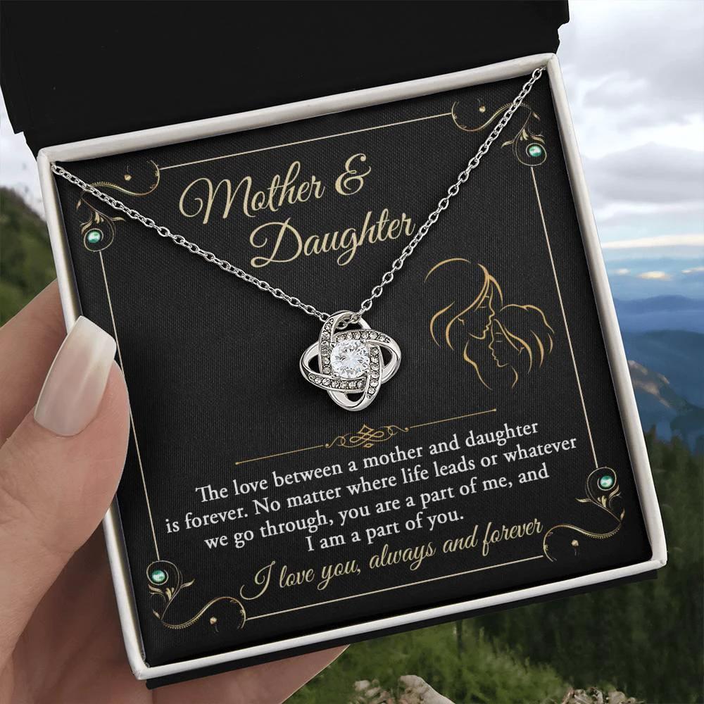 Mother and Daughter- You are a Part Of Me and I am a Part of You Love Knot Necklace