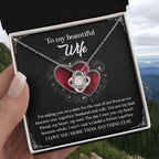To My Beautiful Wife - My Heart Became Whole Love Knot Pendant Necklace