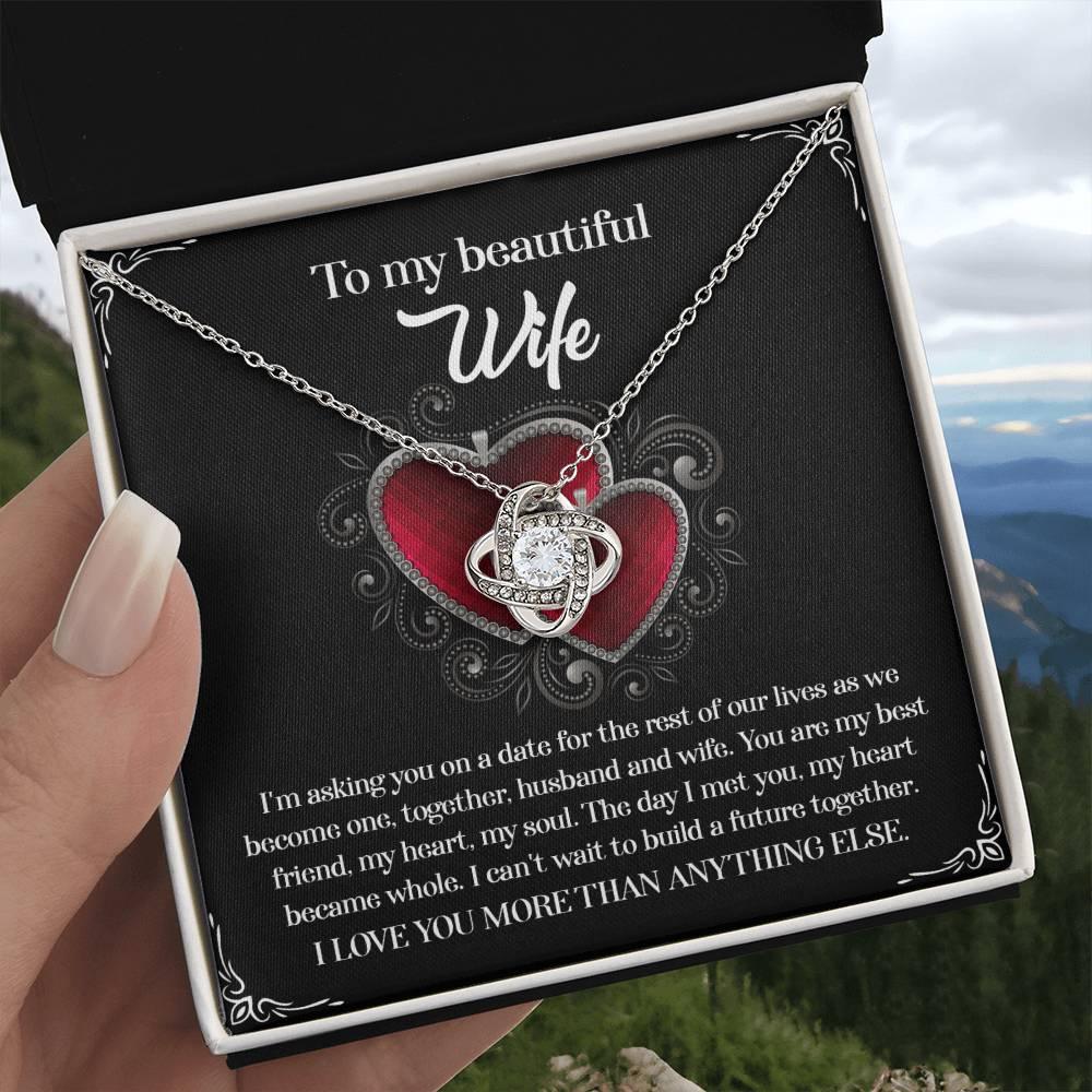 To My Beautiful Wife - My Heart Became Whole Love Knot Pendant Necklace - Mallard Moon Gift Shop