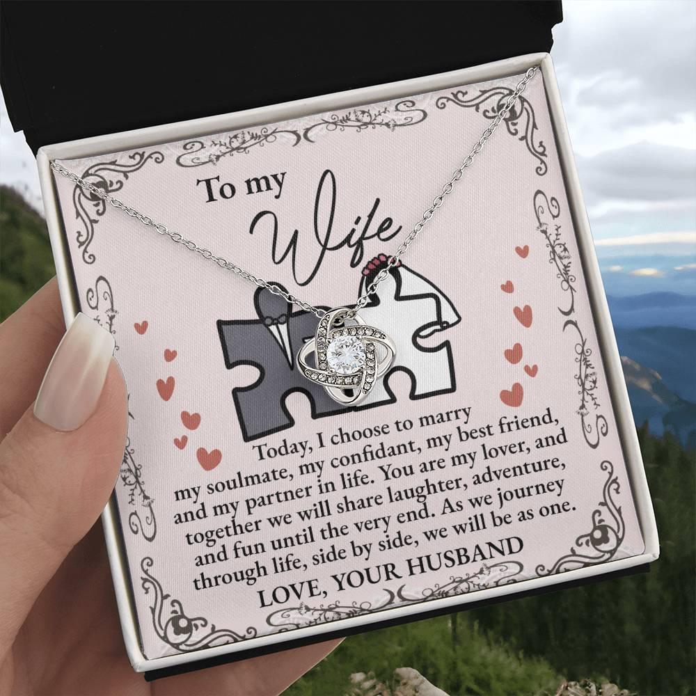 Wife Wedding Day Gift We Will Be As One Love Knot Pendant Necklace - Mallard Moon Gift Shop