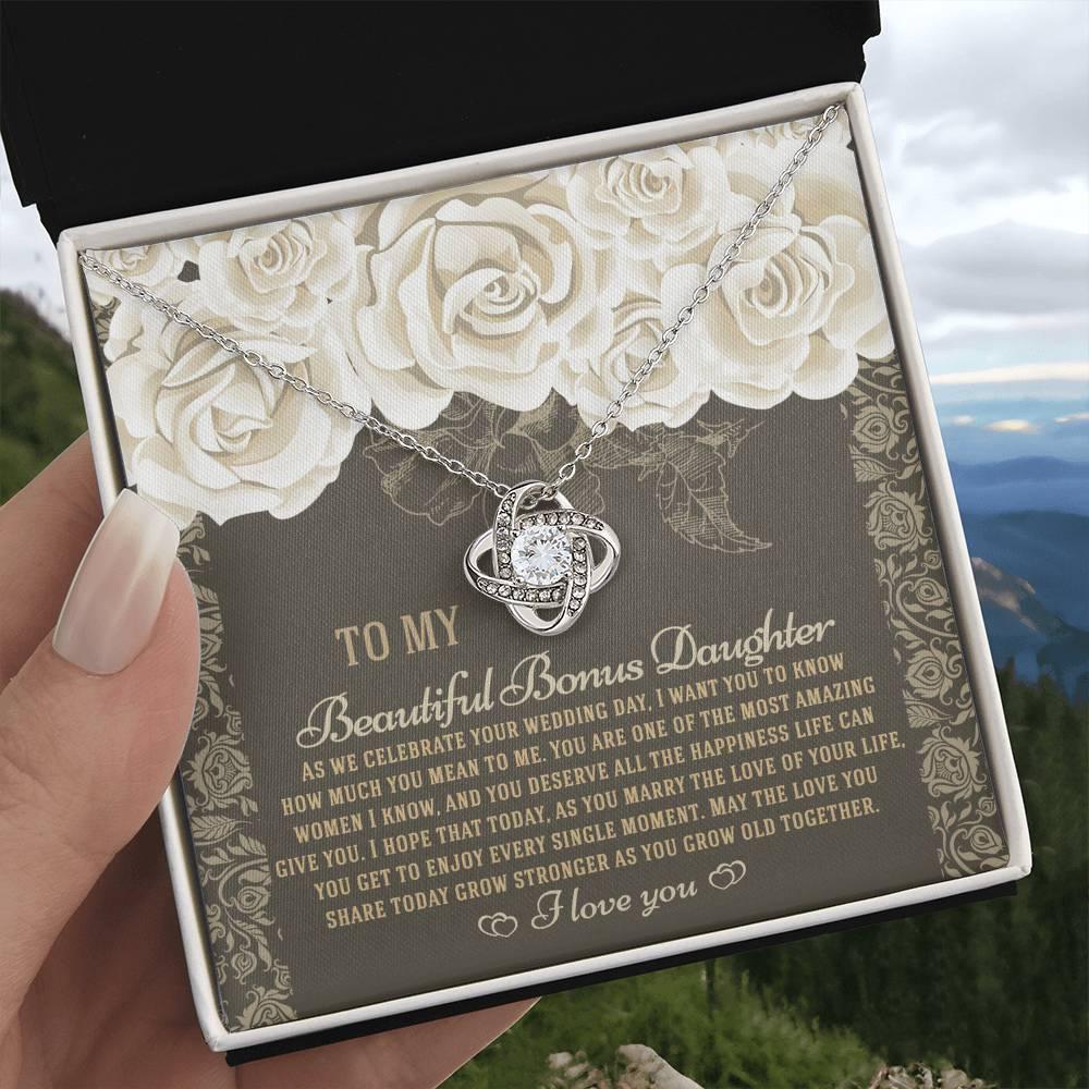 Bonus Daughter Wedding Day Gift - Grow Old Together - Love Knot Pendant Necklace - Mallard Moon Gift Shop