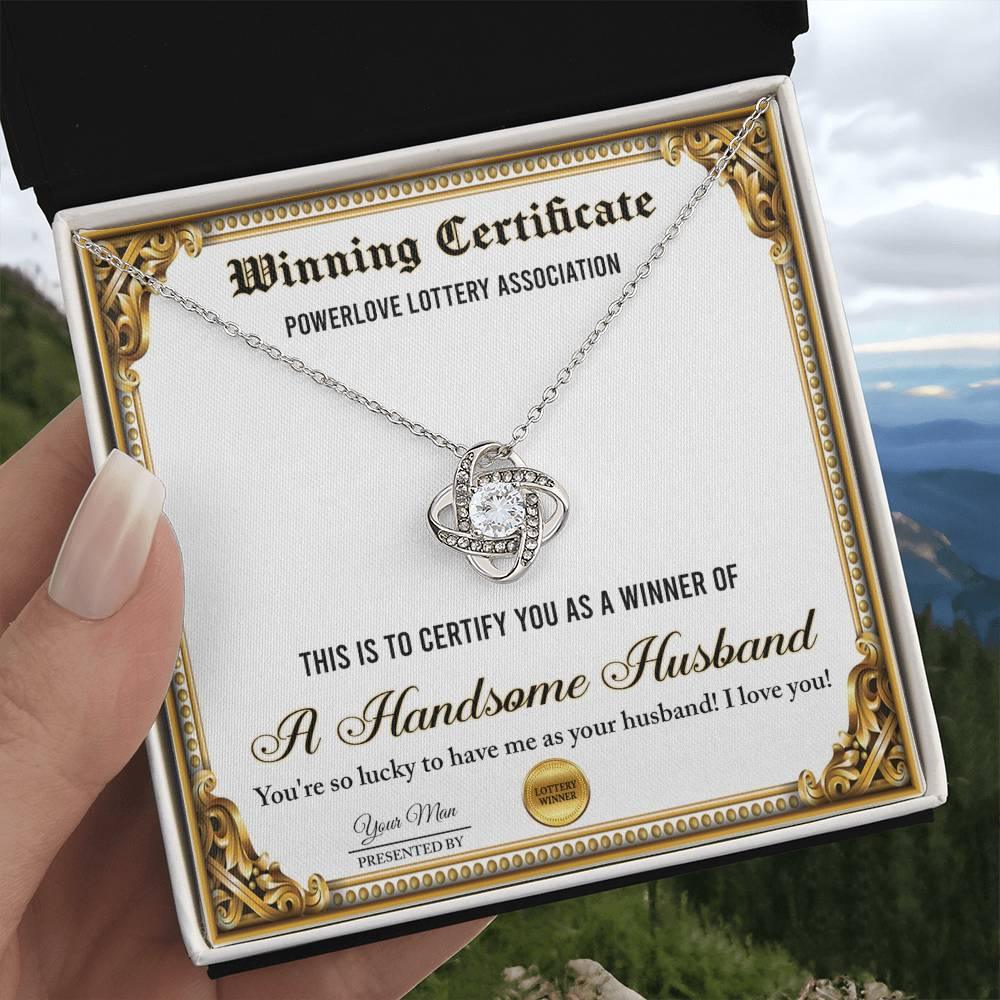 Wife Wedding Day, Anniversary, Birthday Gift - Winning Certificate - Love Knot Pendant Necklace - Mallard Moon Gift Shop