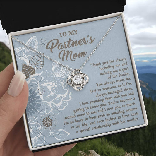 To My Partner's Mom You Make Me Feel Welcomed Love Knot Pendant Necklace - Mallard Moon Gift Shop