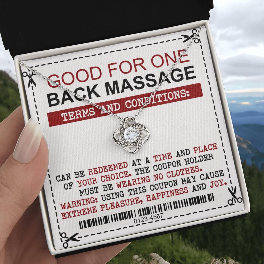 Gift for Wife Back Massage Coupon Love Knot Pendant Necklace - Mallard Moon Gift Shop