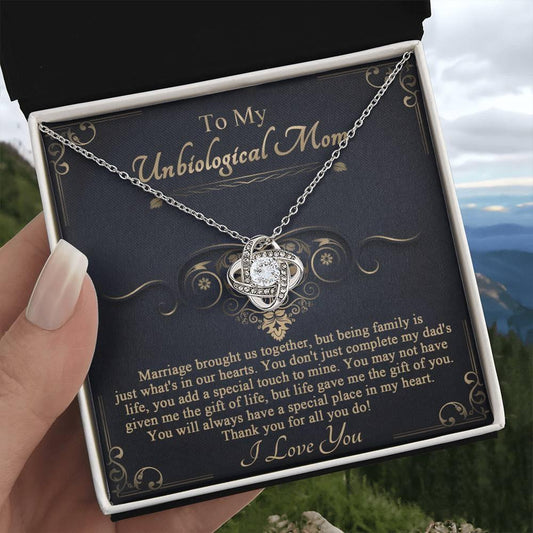 Gift for Unbiological Mother You Complete my Dad's Life Love Knot Pendant Necklace - Mallard Moon Gift Shop