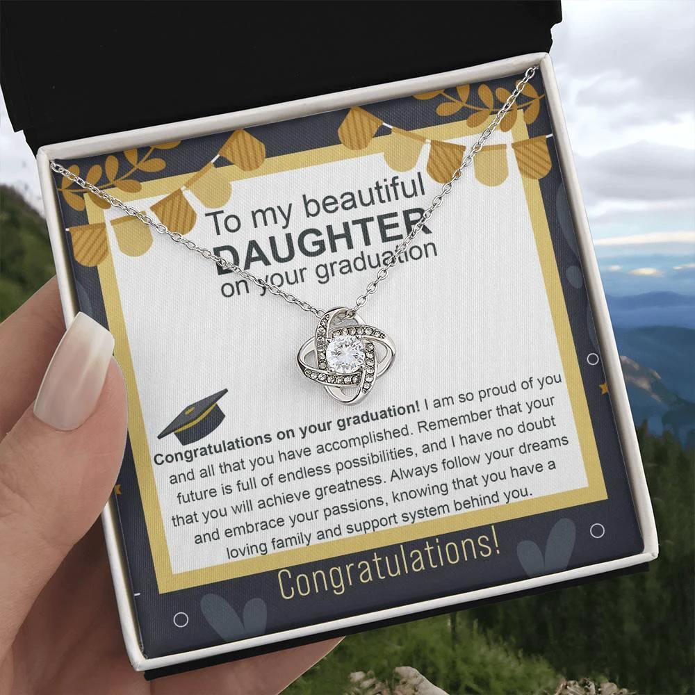 Daughter Graduation Gift Follow Your Dreams Congratulations Love Knot Necklace