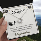 Daughter Graduation Class of 2024 Don't Stop Here Love Knot Pendant Necklace