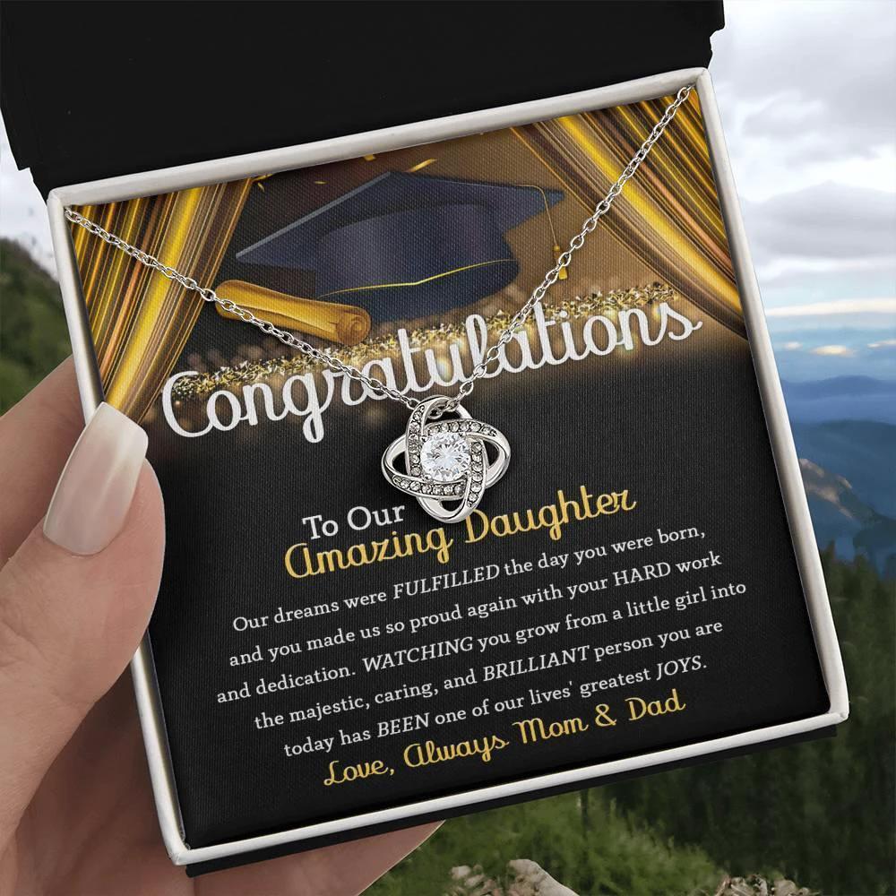 Daughter Graduation Jewelry Necklace with Message Card from Mom and Dad - You Made Us So Proud