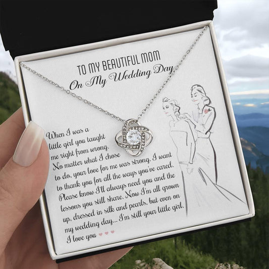 Gift for Mom Wedding Day Gift Always Your Little Girl Love Knot Pendant Necklace - Mallard Moon Gift Shop
