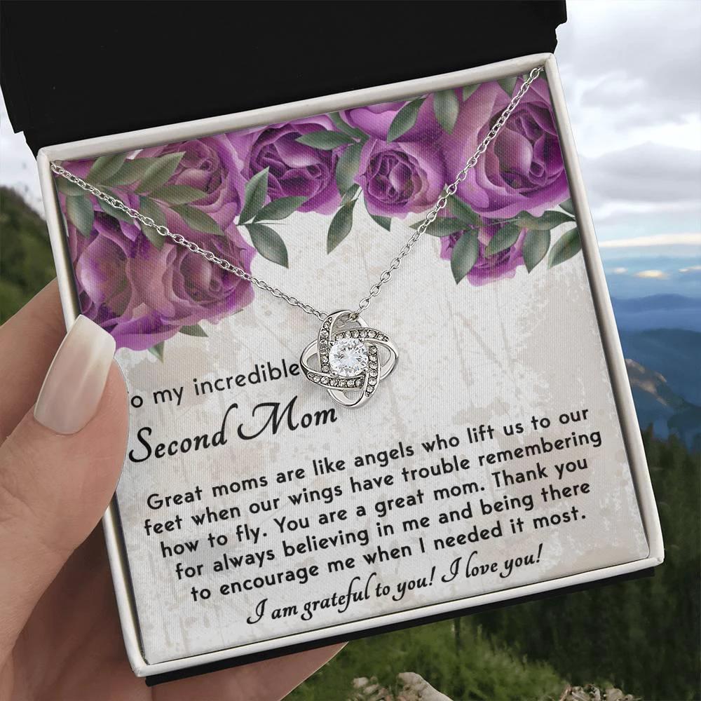 Bonus Mom Gift I am Grateful For You Love Knot Necklace