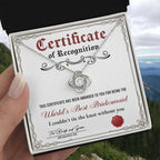 World's Best Bridesmaid Love Knot Necklace Gift with Certificate of Recognition – Heartfelt Thank You Jewelry from Bride & Groom