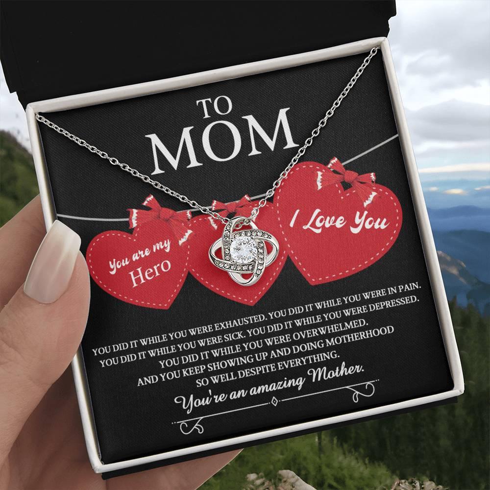 Gift for Mom You Are My Hero Love Knot Necklace - Mallard Moon Gift Shop