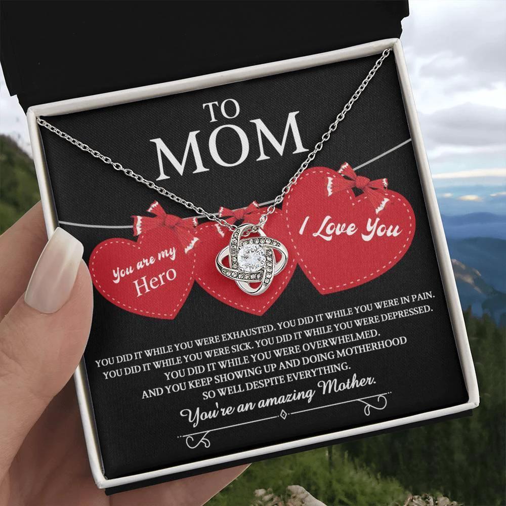 Gift for Mom You Are My Hero Love Knot Necklace
