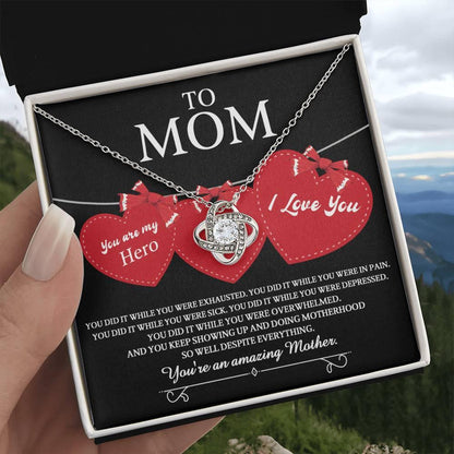 Gift for Mom You Are My Hero Love Knot Necklace - Mallard Moon Gift Shop