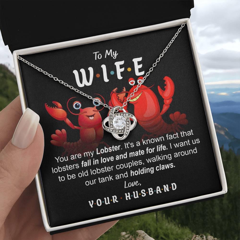 To My Wife - Old Lobster Couples Love Knot Pendant Necklace - Mallard Moon Gift Shop