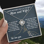 Mother's Day Gift to Wife You're the Mother of My Children and the Beat of My Heart Love Knot Pendant Necklace
