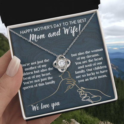 Mother's Day Gift to Wife You're the Mother of My Children and the Beat of My Heart Love Knot Pendant Necklace - Mallard Moon Gift Shop