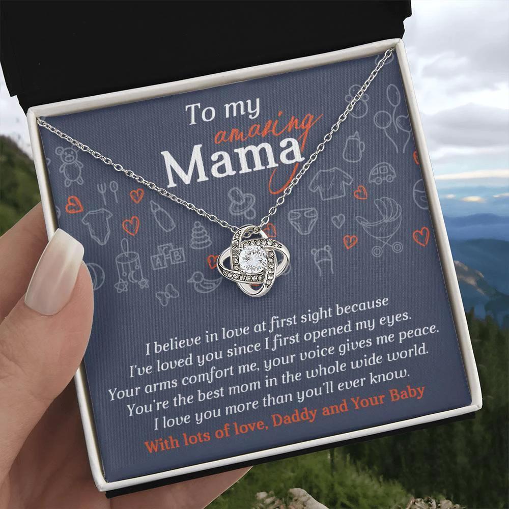 Mom To Be-At First Sight To My Mom - Love Knot Necklace