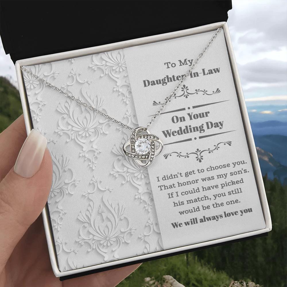 Daughter-In-Law Wedding Day Gift My Son Chose You Love Knot Pendant Necklace