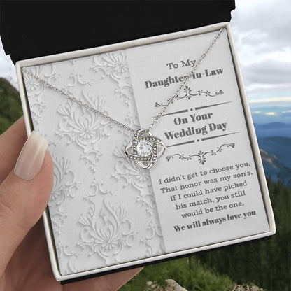 Daughter-In-Law Wedding Day Gift My Son Chose You Love Knot Pendant Necklace - Mallard Moon Gift Shop