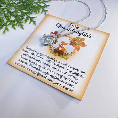 To My Granddaughter – Love Knot Necklace | Cute Fox Woodland Message Card | “Everywhere You Journey” Sentimental Gift from Grandparent