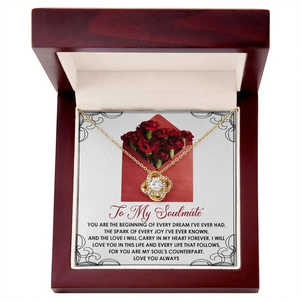 Romantic Anniversary, Valentine's Day Gift for Soulmate, Wife, Girlfriend - Carry In My Heart Forever - Love Knot Pendant Necklace