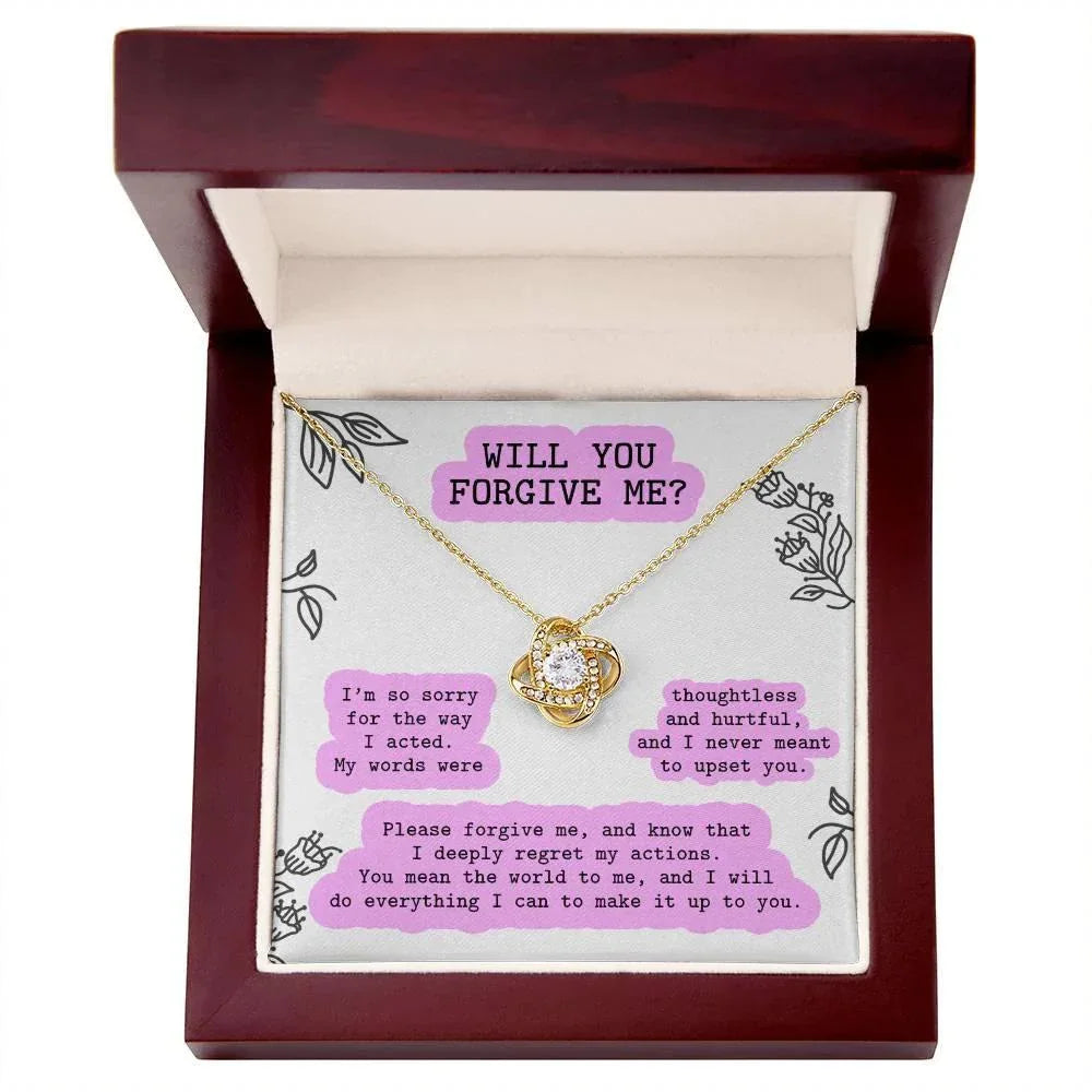 Apology Gift for Girlfriend, Wife, Soulmate - Sorry, Never Meant To Upset You - Love Knot Pendant Necklace