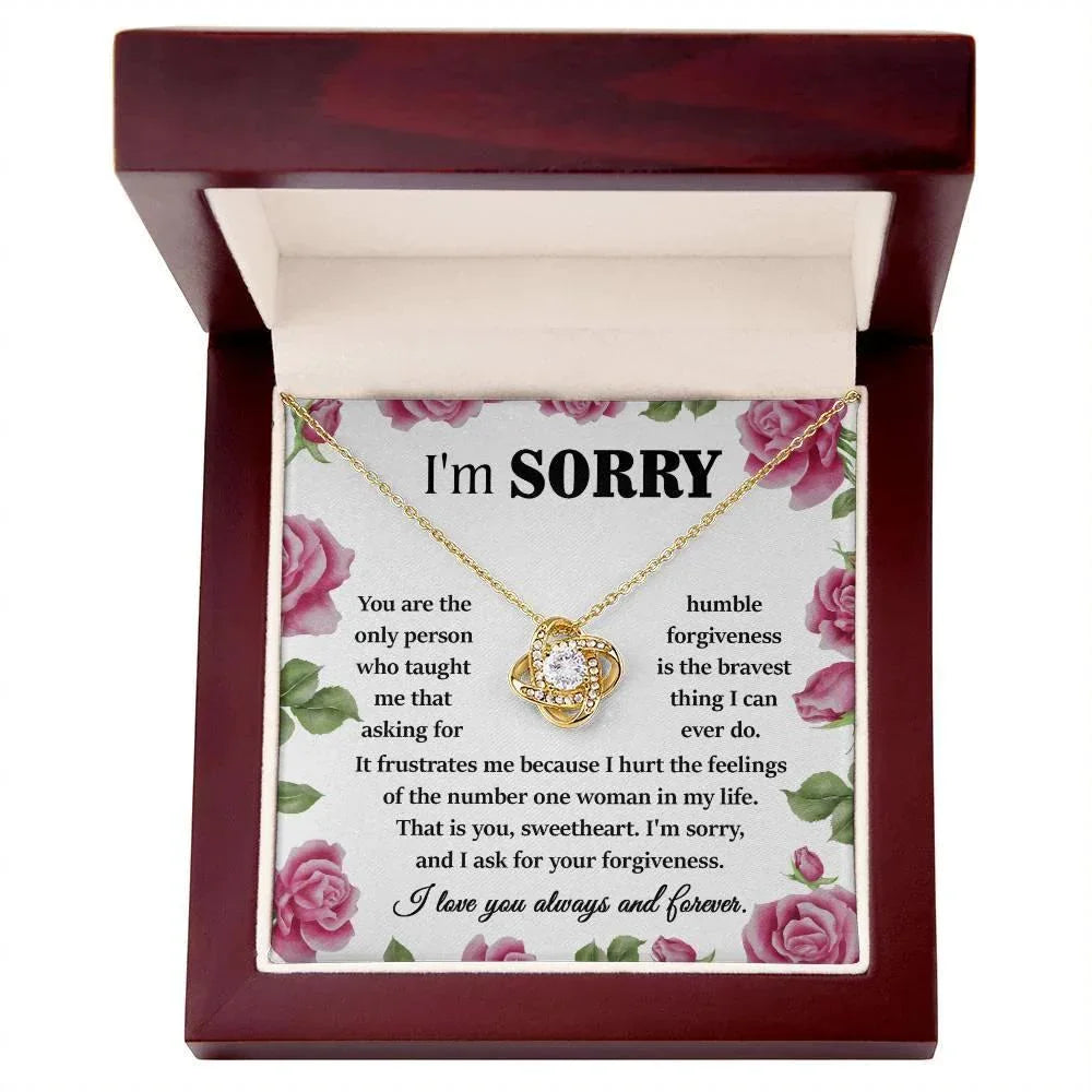 Apology Gift for Girlfriend, Wife, Soulmate-Sorry, Your Forgiveness-Love Knot Pendant Necklace
