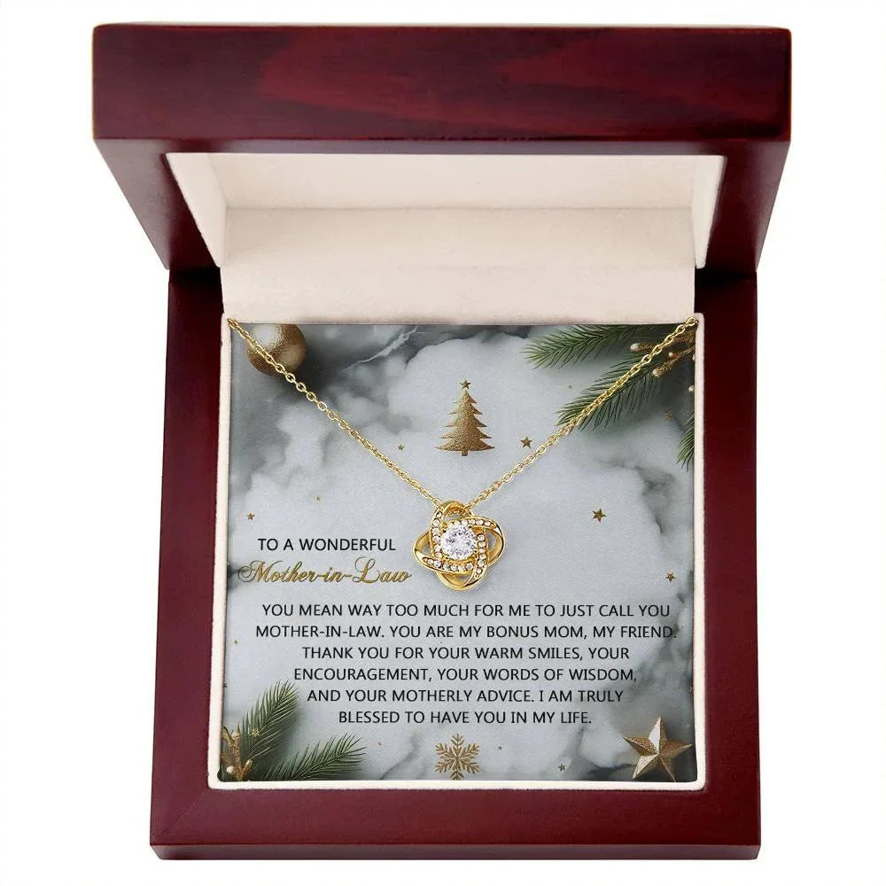 Gift for Mother-in-Law - Motherly Advice - Love Knot Pendant Necklace