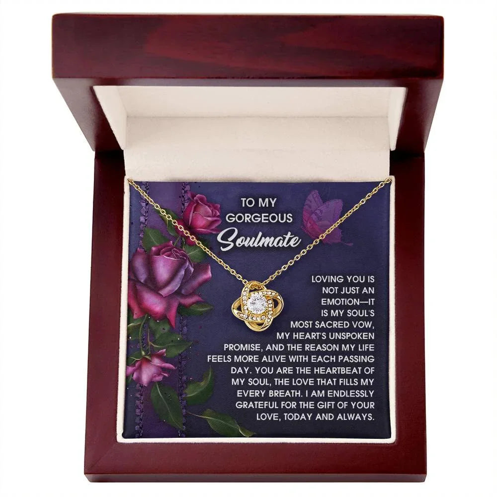 Romantic Anniversary, Valentine's Day Gift for Soulmate, Wife, Girlfriend - Unspoken Promise - Love Knot Pendant Necklace