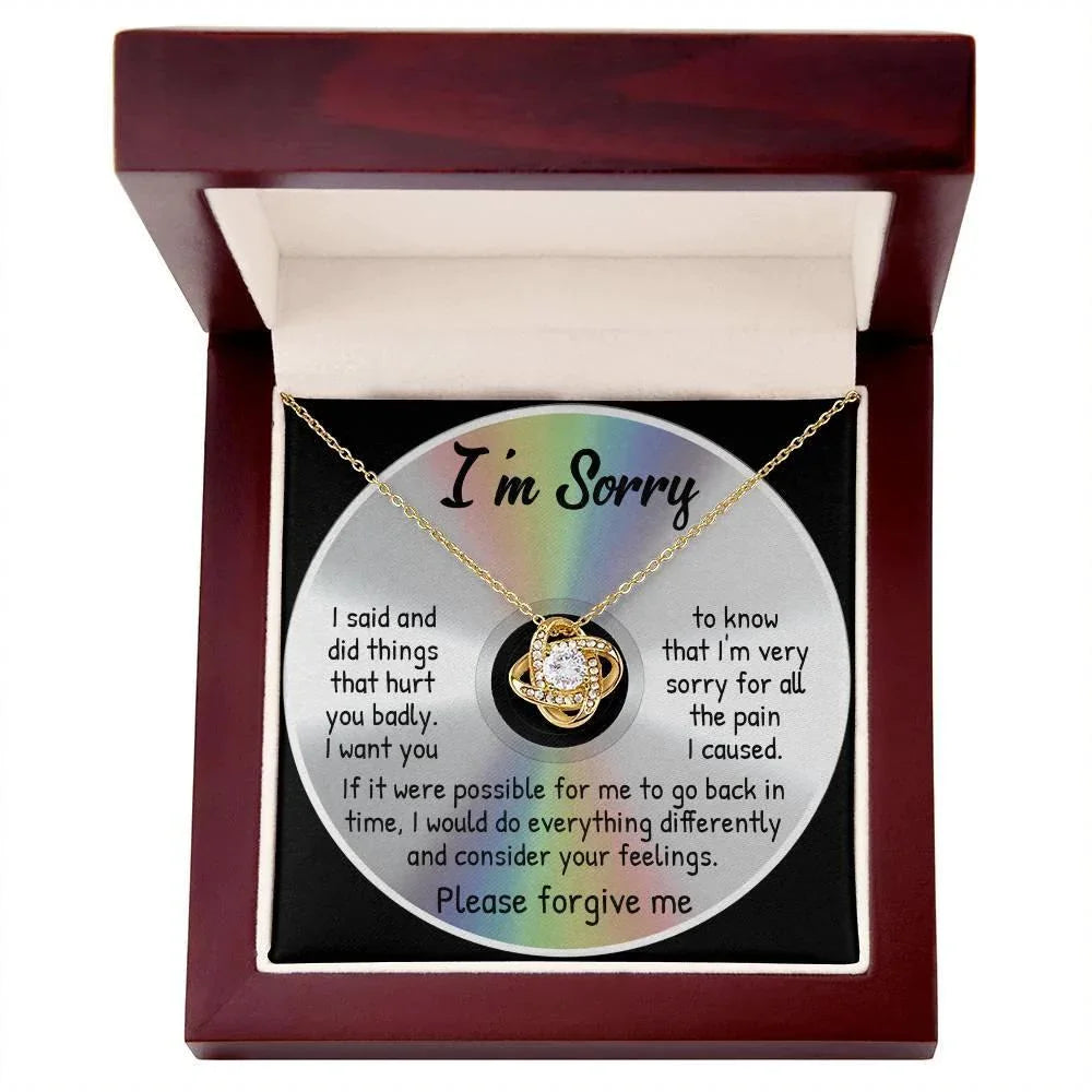 Apology Gift for Girlfriend, Wife, Soulmate - Sorry, Back In Time - Love Knot Pendant Necklace