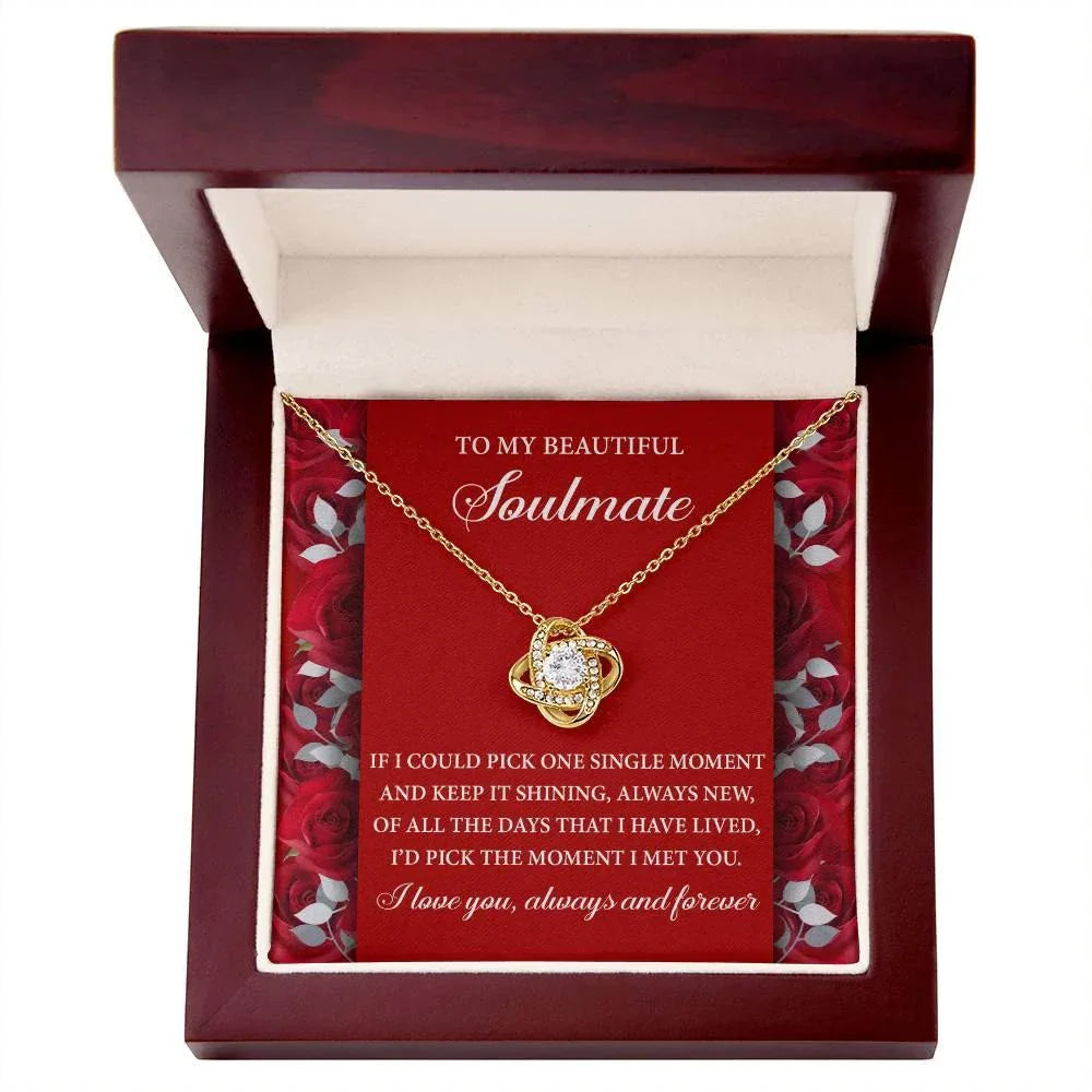 Romantic Anniversary, Valentine's Day Gift for Soulmate, Wife, Girlfriend - The Moment I Met You - Love Knot Pendant Necklace