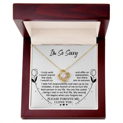Apology Gift for Girlfriend, Wife, Soulmate - Sorry, My First Life - Love Knot Pendant Necklace - Mallard Moon Gift Shop