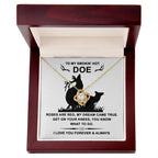 To My Smokin' Hot Doe” Message Card with Love Knot Necklace – Romantic and Playful Valentine's Day Gift