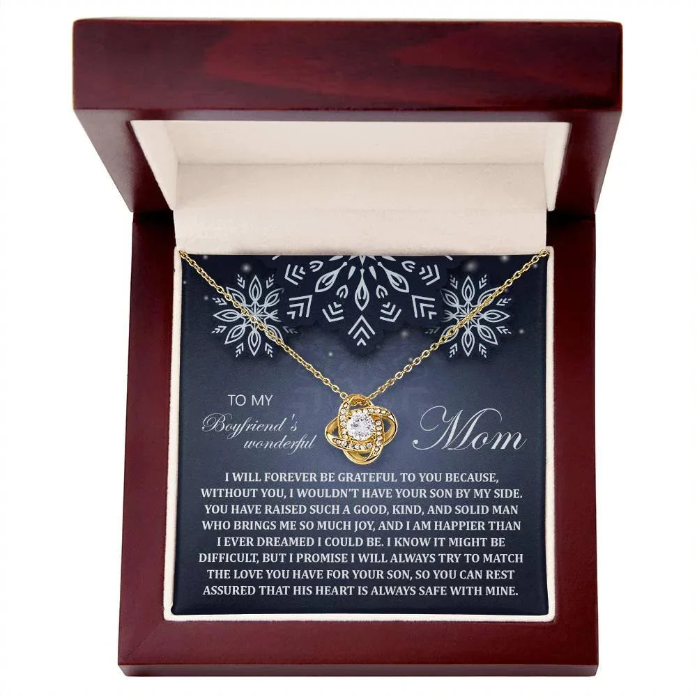 Gift for Boyfriend's Mom - By My Side - Love Knot Pendant Necklace
