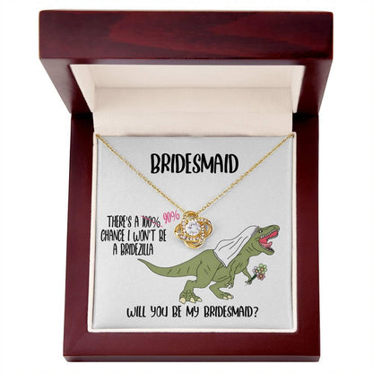 Bridesmaid Invitation Proposal Gift - Will You Be My Bridesmaid Love Knot Pendant Necklace Gift from Bridezilla - Mallard Moon Gift Shop