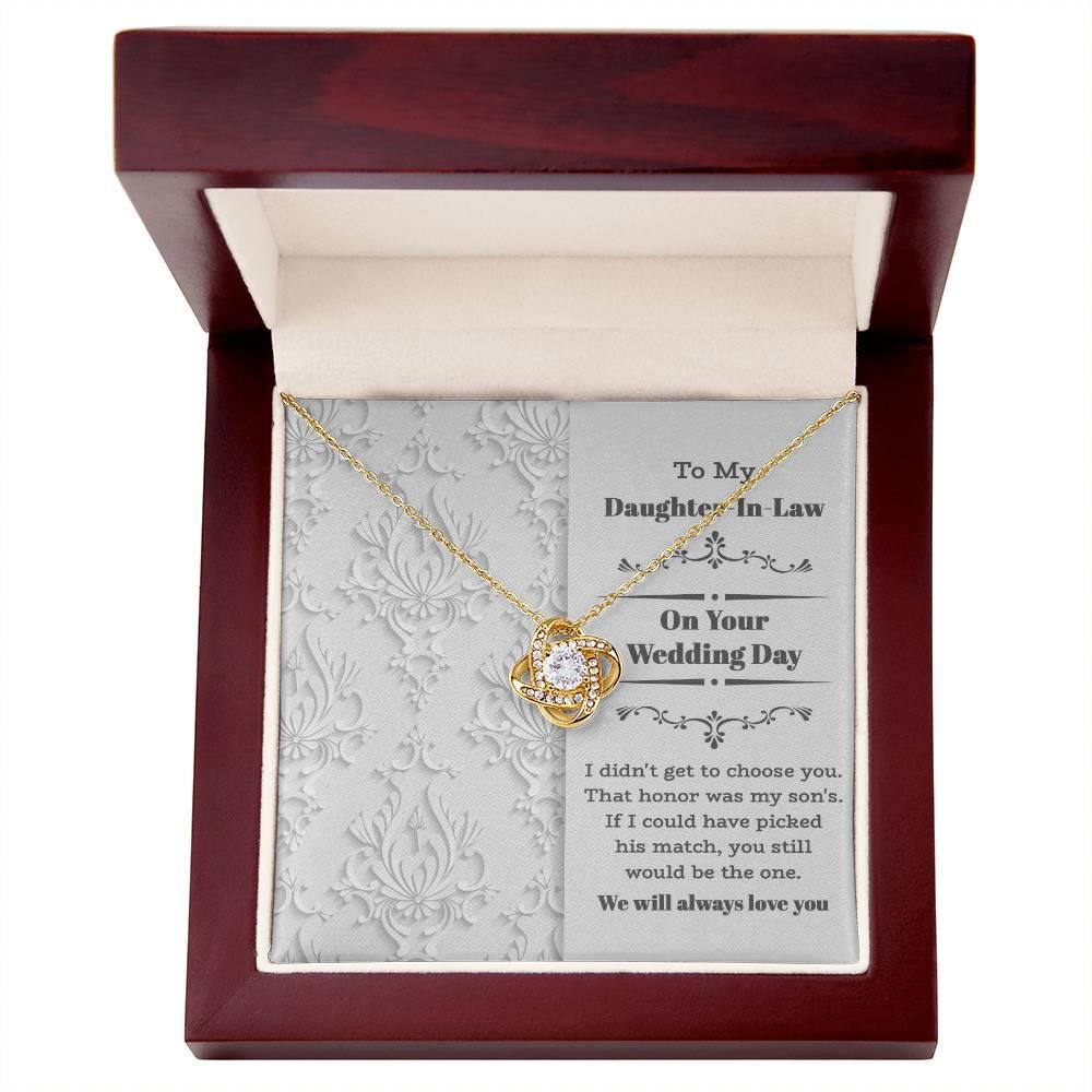 Daughter-In-Law Wedding Day Gift My Son Chose You Love Knot Pendant Necklace - Mallard Moon Gift Shop