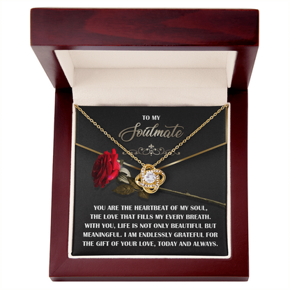 Soulmate Gift - Heartbeat of My Soul - Love Knot Necklace with Sentimental Message Card - Mallard Moon Gift Shop